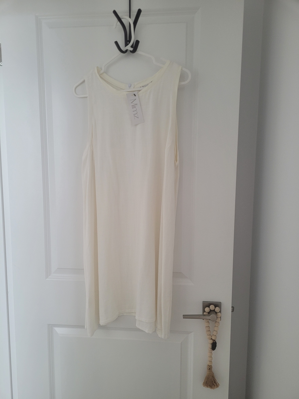 Mimz Linen White Midi Dress - Sleeveless Shift